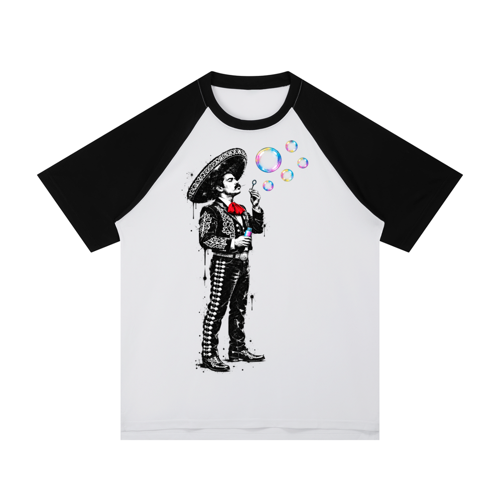 Contrast Raglan Sleeve Mesh T-Shirt