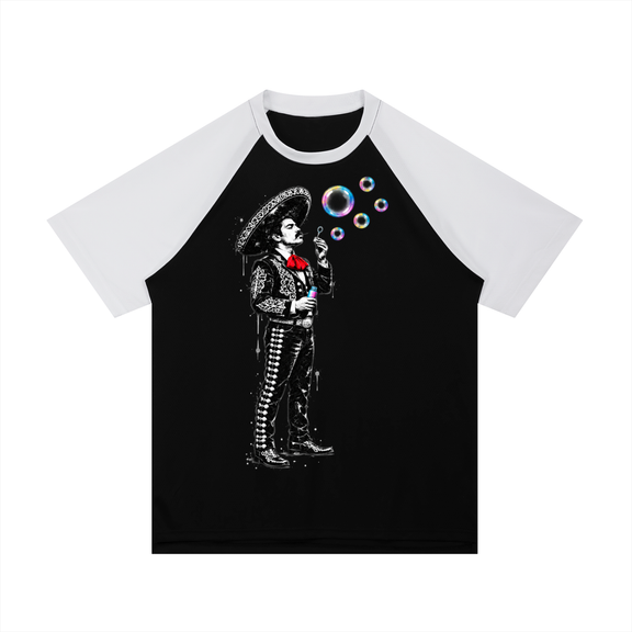 Contrast Raglan Sleeve Mesh T-Shirt