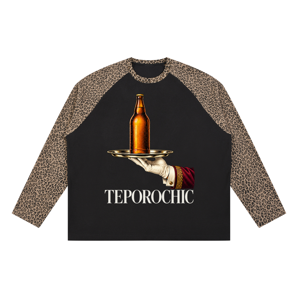 Unisex Leopard Panel Waffle T-Shirt